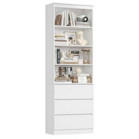 BÜCHERREGAL mit 3 Schubladen weiß 202 x 60 x 35 cm - Weiß, Holzwerkstoff (60/202/35cm)