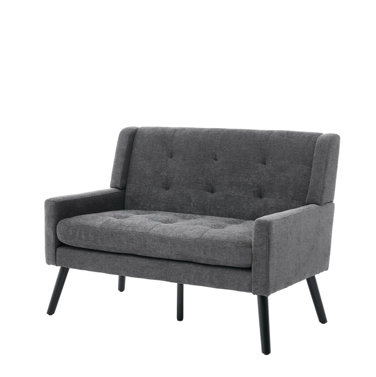 KLUPE, 2-sjed tamnosiva, tapecirana s lanenim izgledom i drvenim nogama,75/119/88 cm - tamno siva, tekstil (75/88/120cm) - BEAOK