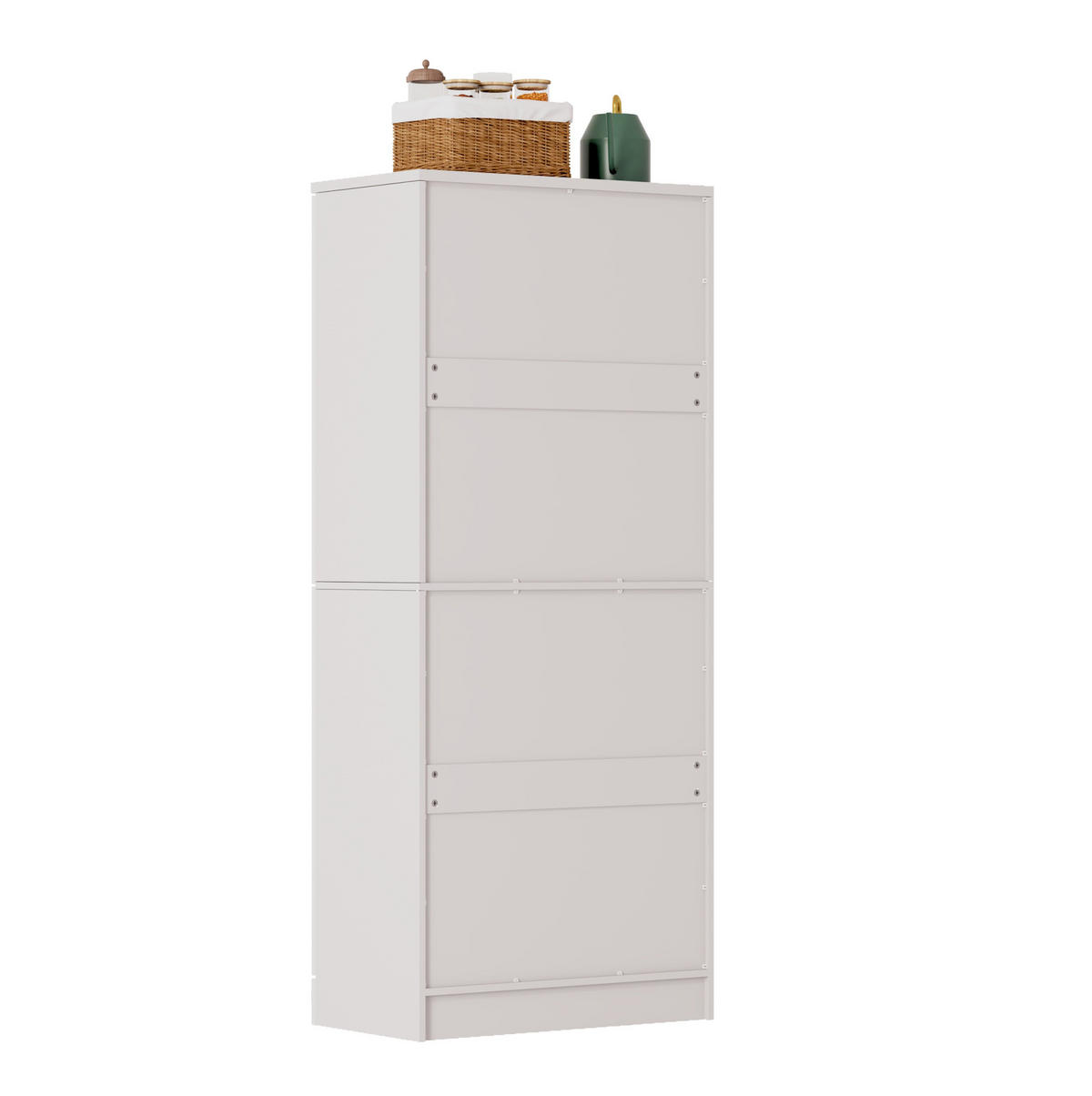 BUFFETSCHRANK 76/42/180 cm mit 4 Türen, höhenverstellbaren Böden und Metallgriffen aus MDF, Weiß Hochglanz - Weiß, Holzwerkstoff (42/180/76cm) - Redom