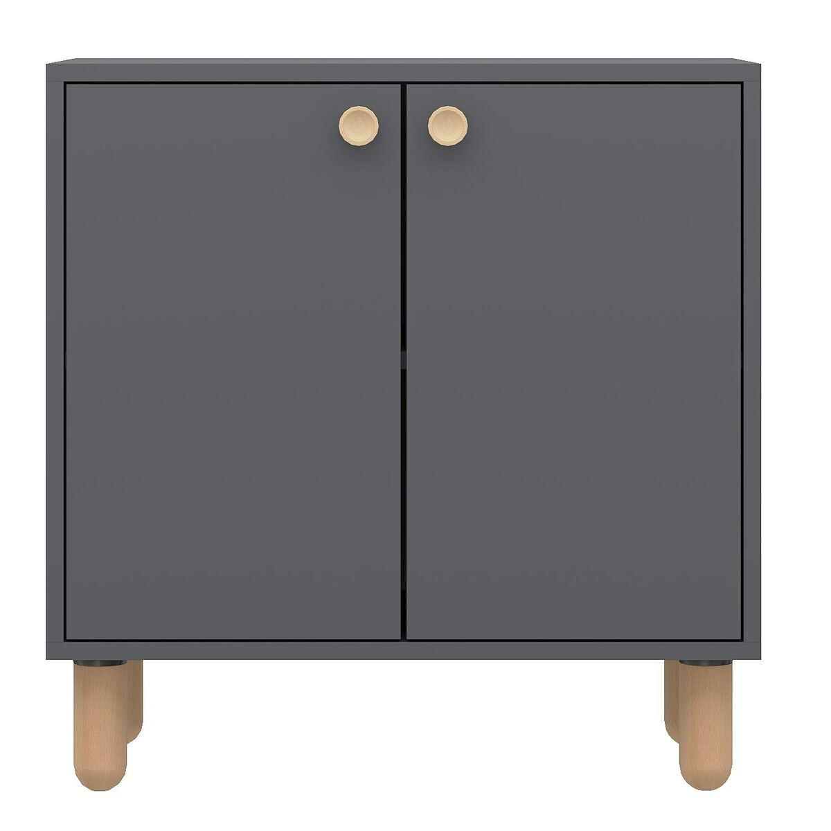 SIDEBOARD mit 2 Türen und Füßen aus massivem Buchenholz 36/72/73 cm - Anthrazit, Holzwerkstoff (36/73/72cm) - Calicosy