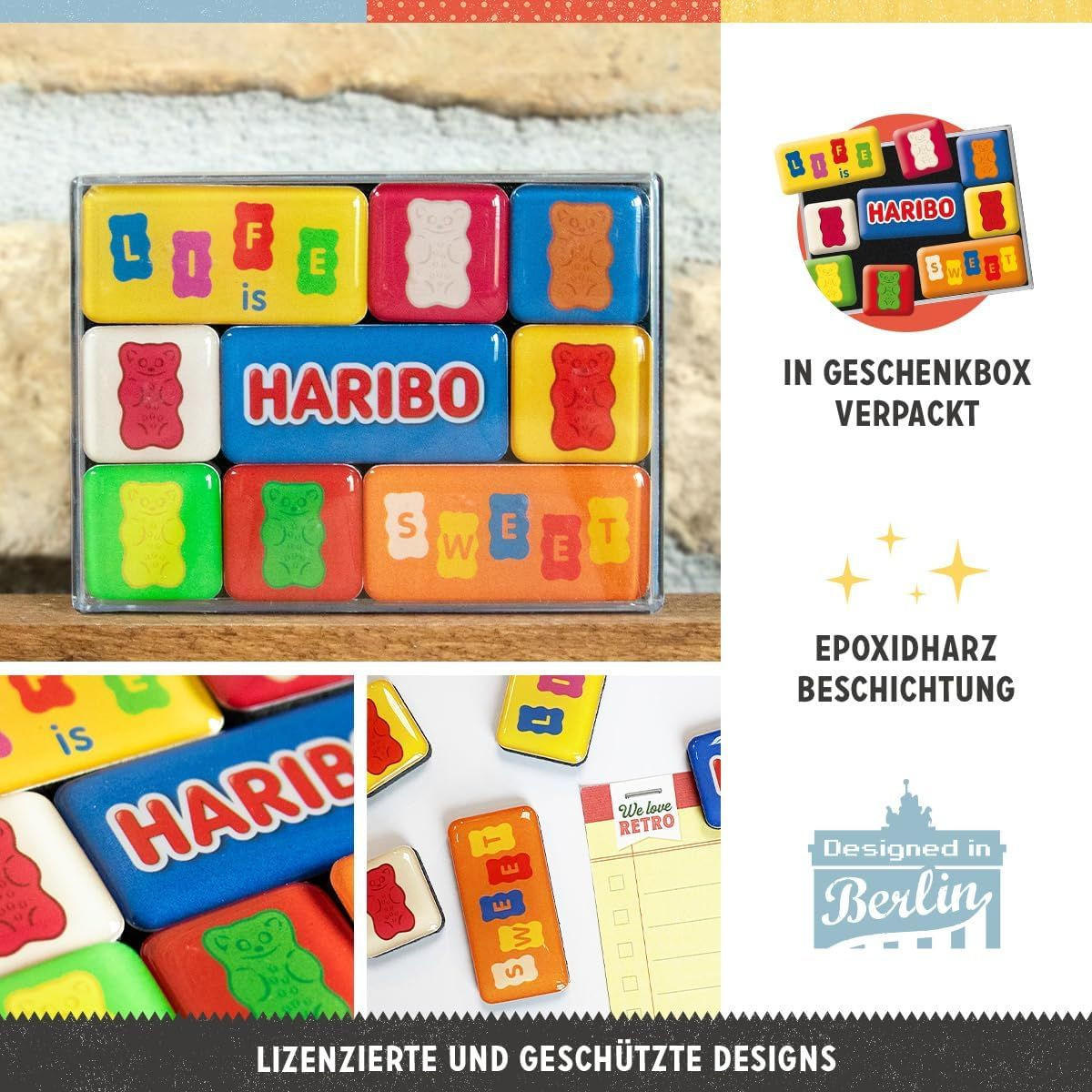MAGNETSET 9-teilig HARIBO Life is sweet - Multicolor, Metall (9/7/2cm) - Nostalgic-Art