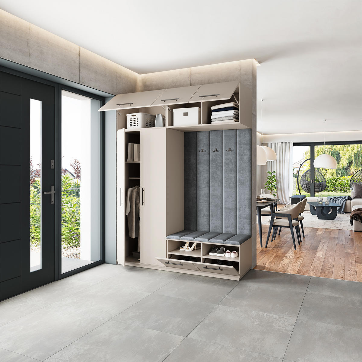 GARDEROBENSCHRANK REMA 180/240/60 cm Modern Garderobe-Set Kaschmir - Kaschmir/Grau, Holzwerkstoff (180/240/60cm) - MASSENO