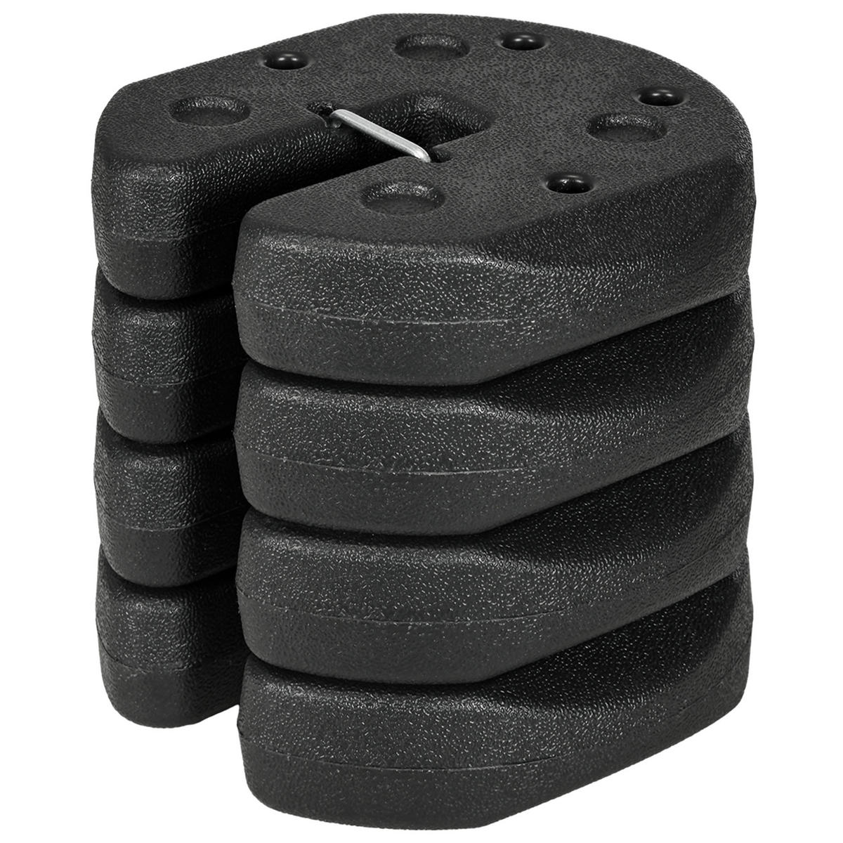 PAVILLONSTANDFÜSSE 4er-Set 12 kg Gewichte mit Befestigungsstiften und Transportgurt - Schwarz, Textil (22/5.5/22cm)