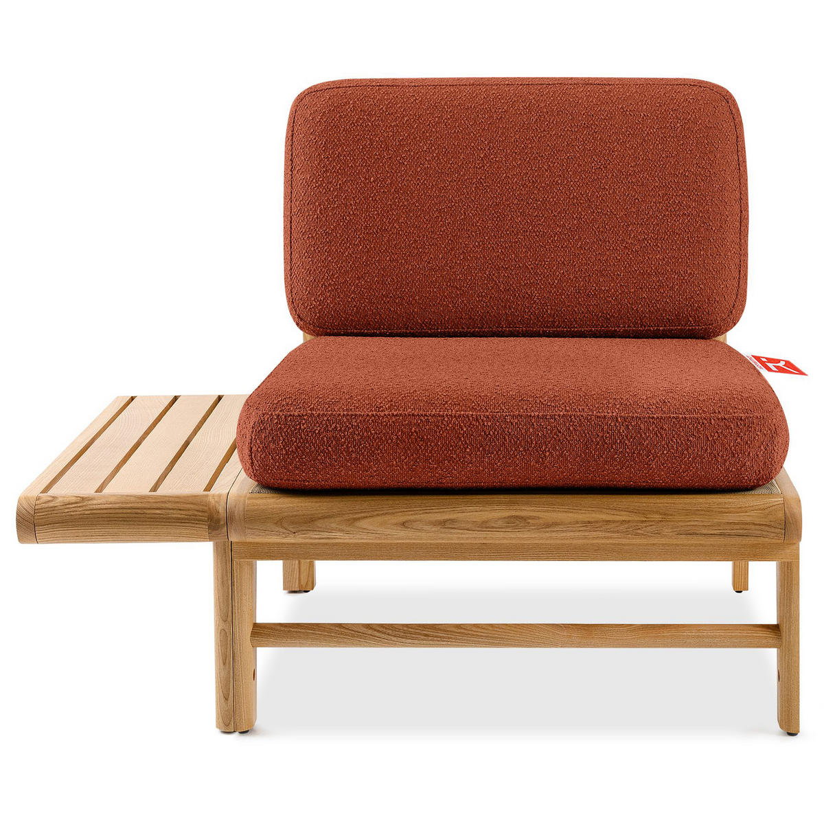 GARTENSOFA ATREDA 3-Sitzer, mit beideseitig Ablagen - Orange, Holz/Textil (260/74/80cm) - KONSIMO®