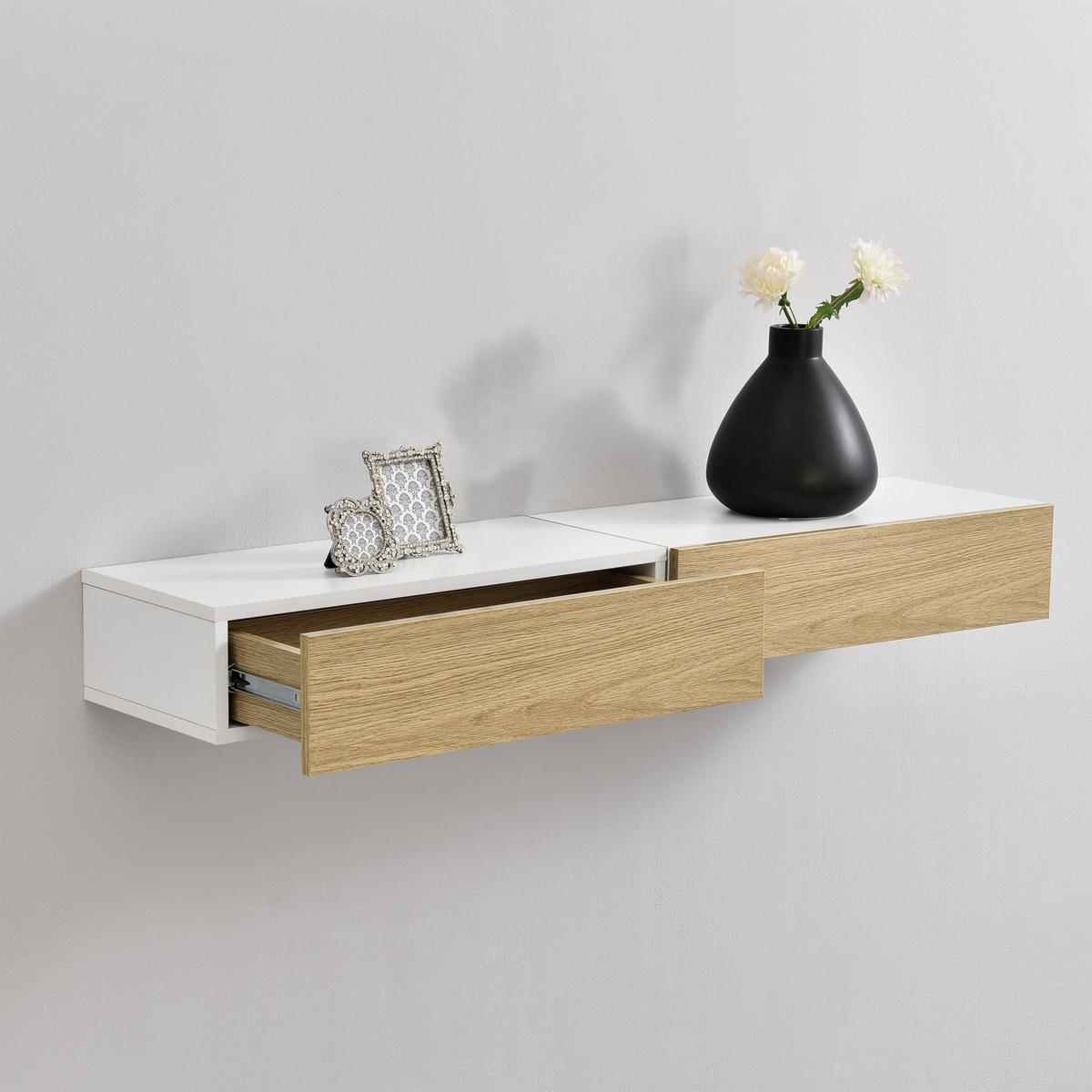 WANDREGAL-SET 2 TLG. Leknes - Weiß, Holzwerkstoff (50/12/24cm) - [en.casa]