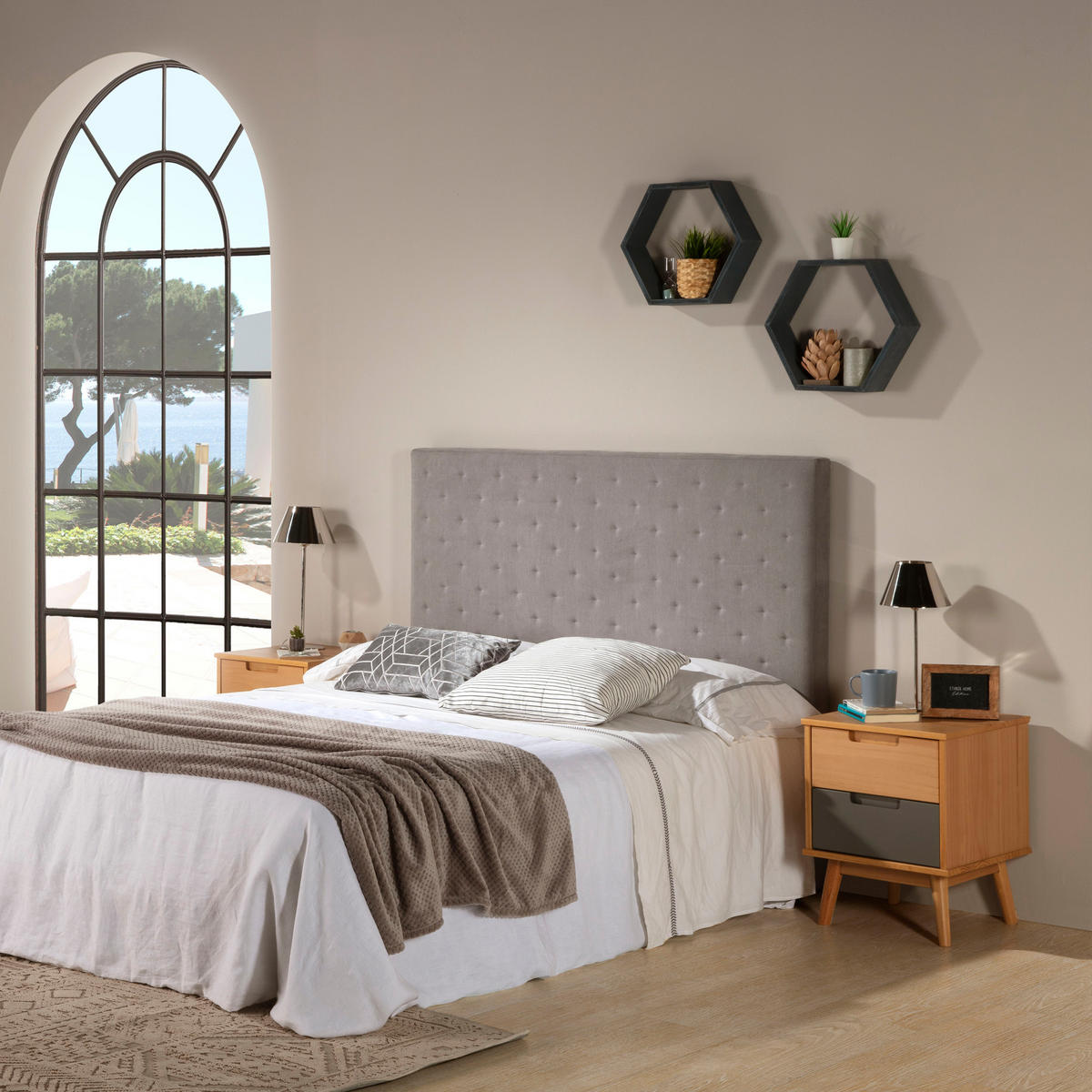 KOPFTEIL 140x60 cm Malta Grau - Grau, Textil (8/60/140cm) - VS Venta-stock