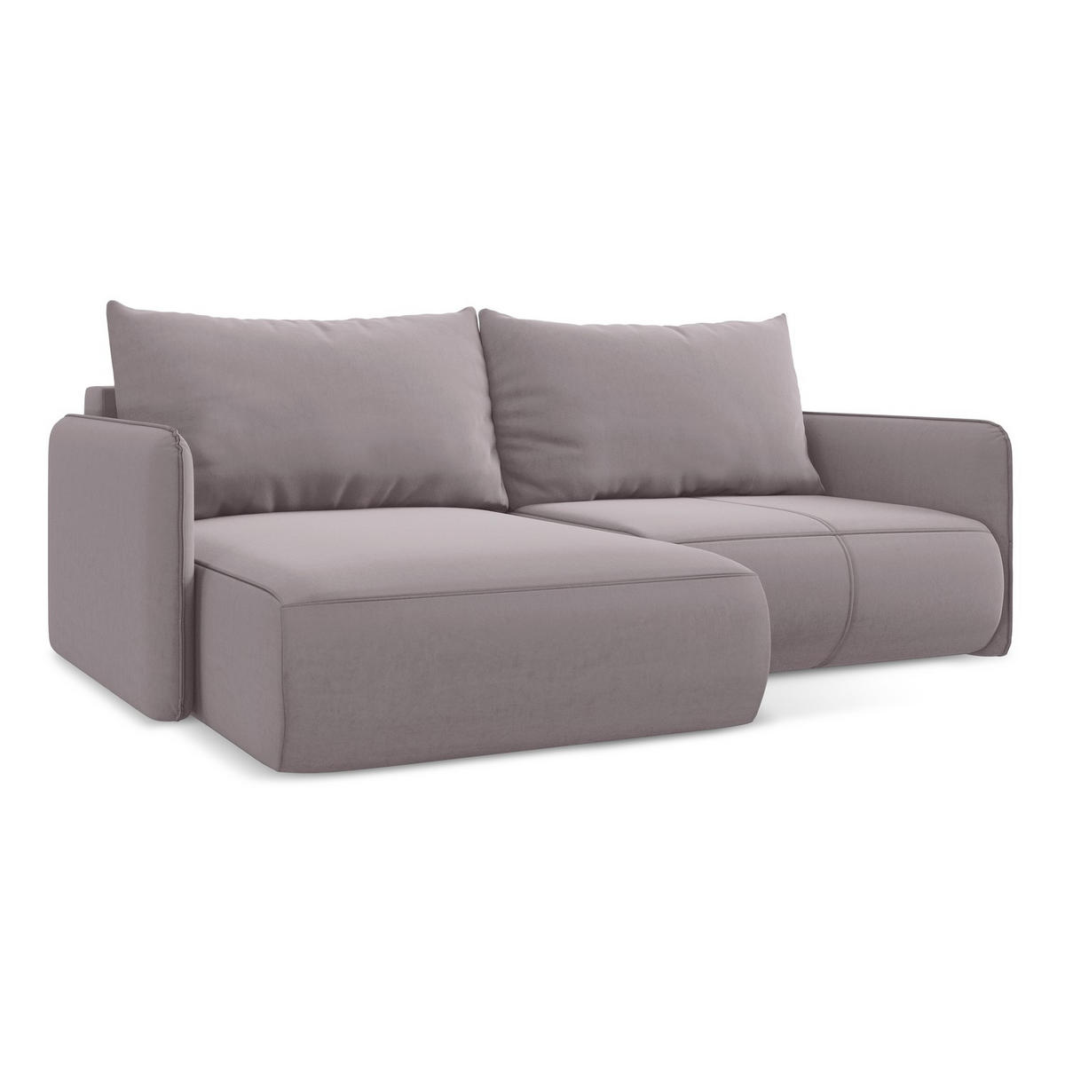 ECKSOFA mit Schlaffunktion Samt Stoff Violett - Lila/Flieder, Kunststoff/Textil (148/207cm) - LaMiaSofa