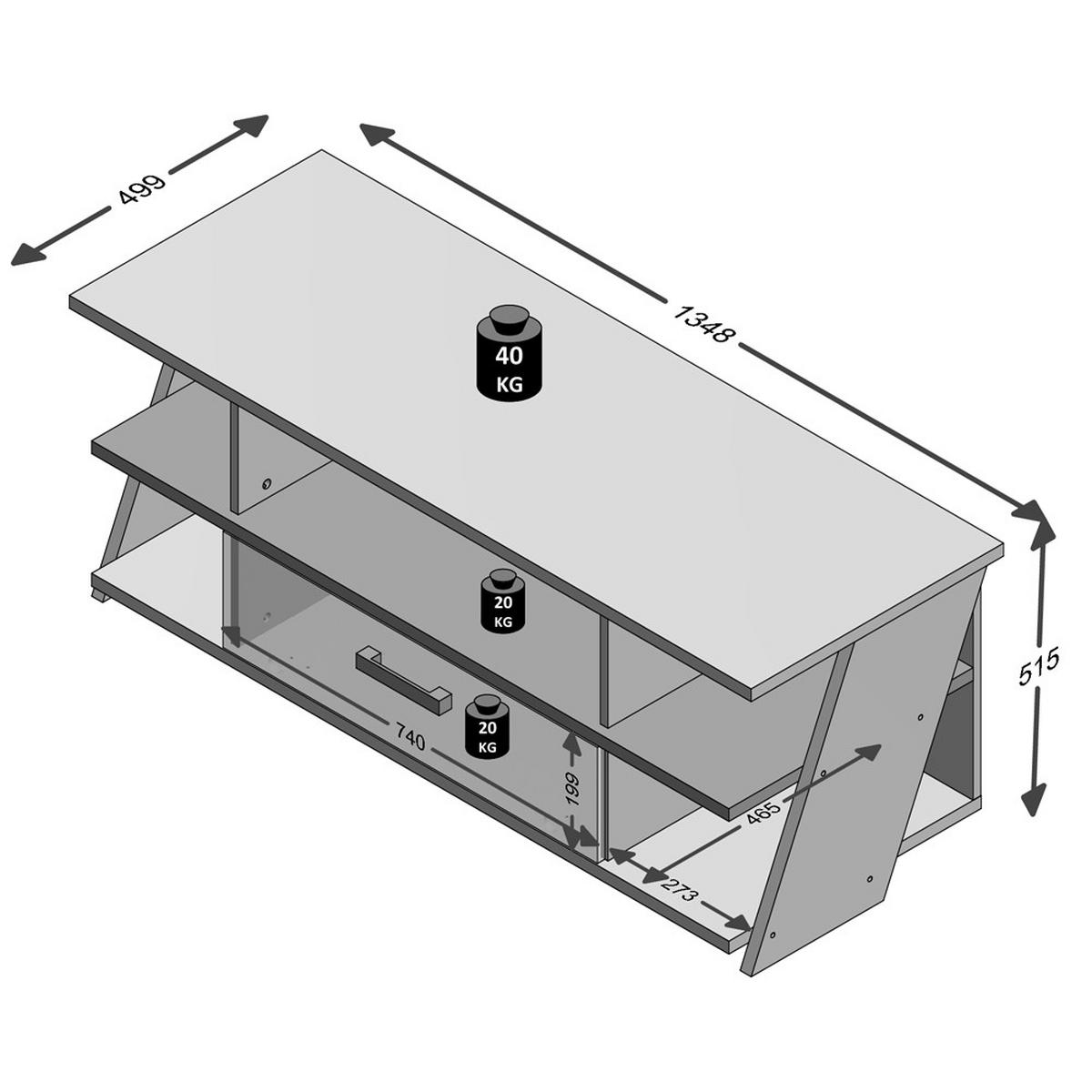 LOWBOARD Leeds-10 - Grau, Holzwerkstoff (135/52/50cm) - Lomado