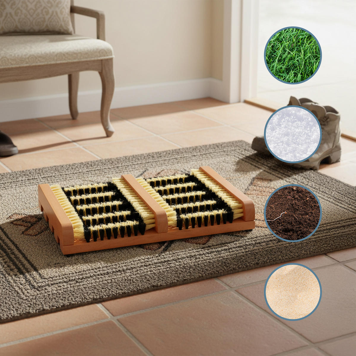 ČISTIČ obuvi - různobarevná, dřevo/plast (36/5.5/26cm) - Relaxdays