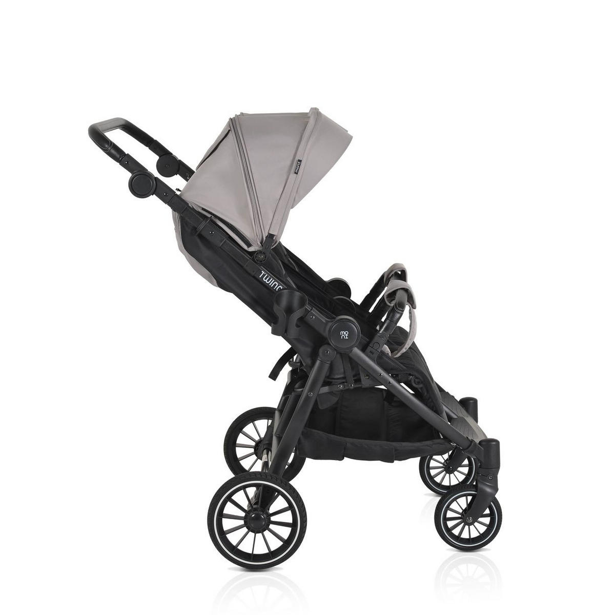 GESCHWISTERKINDERWAGEN TwinGo grau Getränkehalter, Fußabdeckung, Hinterradbremse - Grau, Textil/Metall (102/78/106cm) - Moni