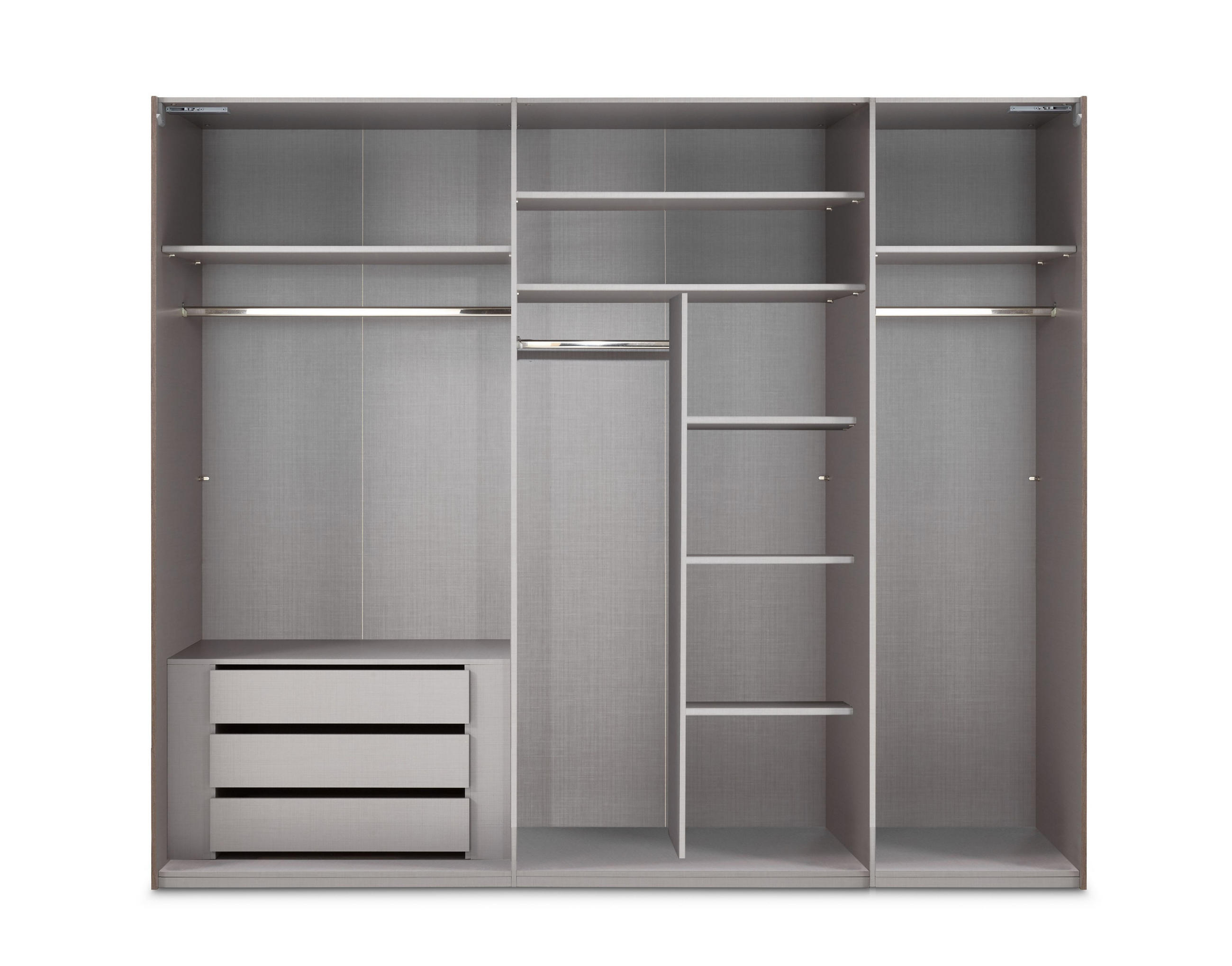 SCHWEBETÜRENSCHRANK 3-türig B250/H216/T65 cm inkl. Vollausstattung in Anthrazit / 22012 - Anthrazit/Schwarz, Holzwerkstoff/Metall (250/216/65cm) - luma-home