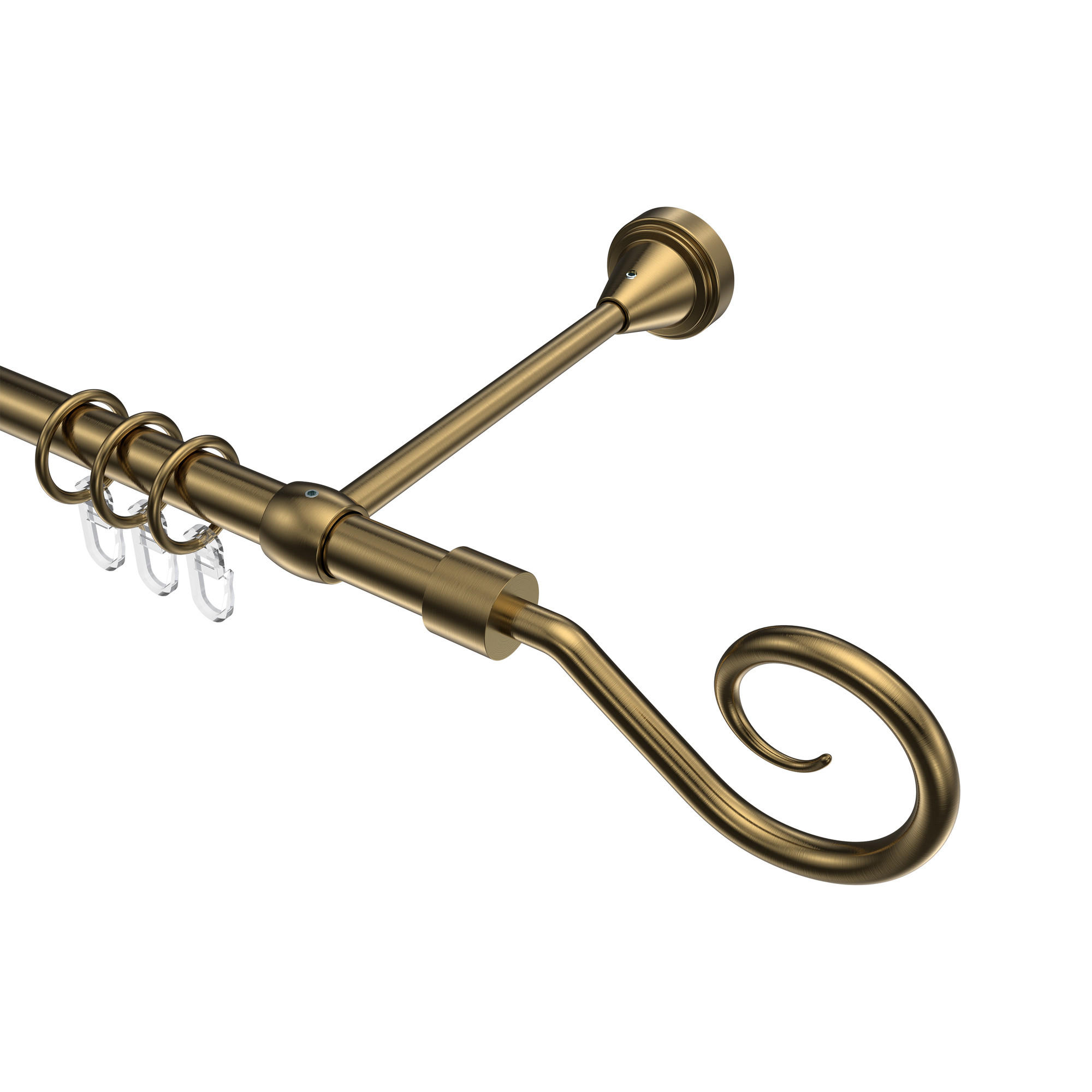 GARDINENSTANGE Primus Allegra 140 cm, 1-läufig, 16 mm Ø Messing Antik - Messingfarben/Bronzefarben, Metall (140cm) - INTERDECO