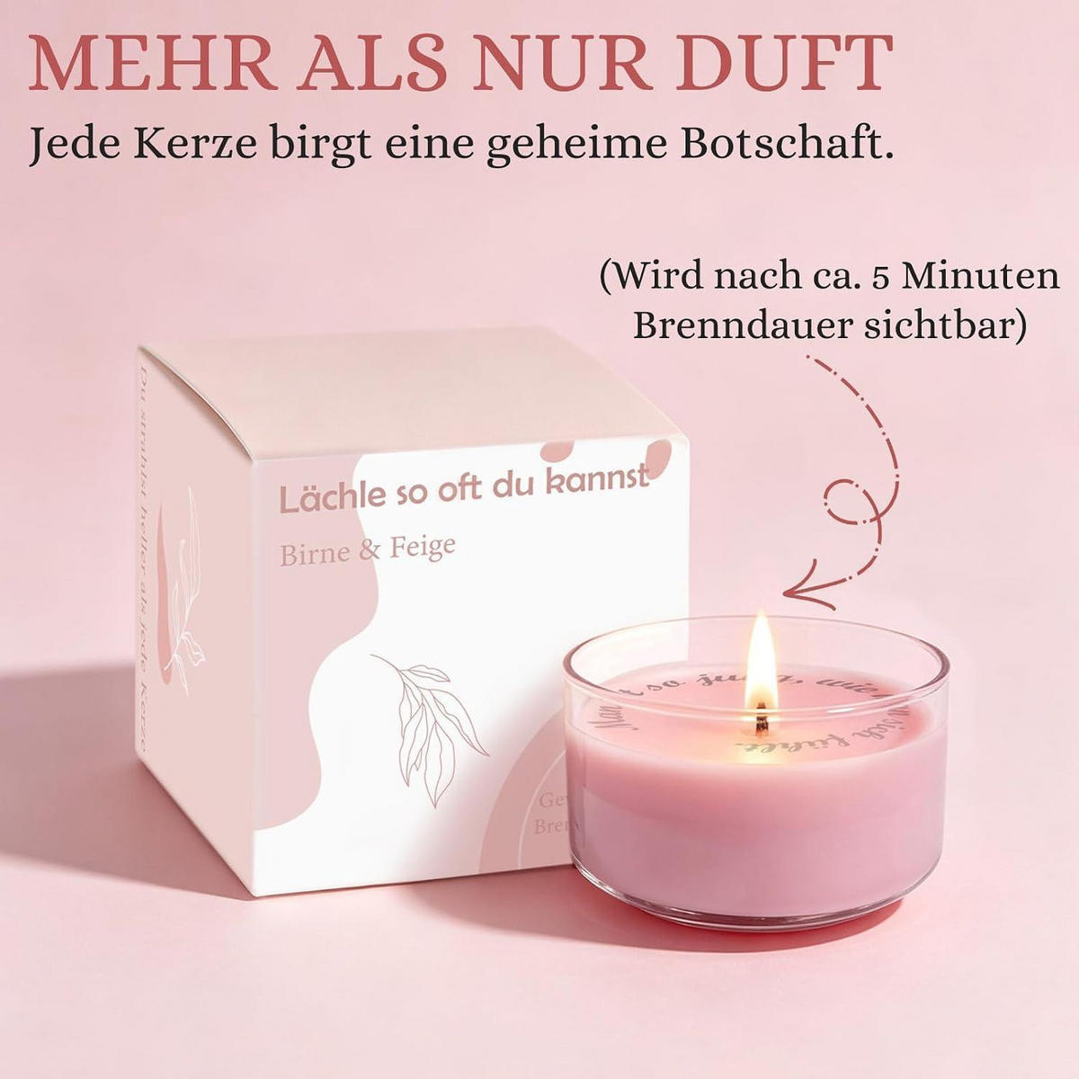 DUFTKERZEN 12-teiliges Set mit versteckter Botschaft - Rosa, Paraffin (15cm)