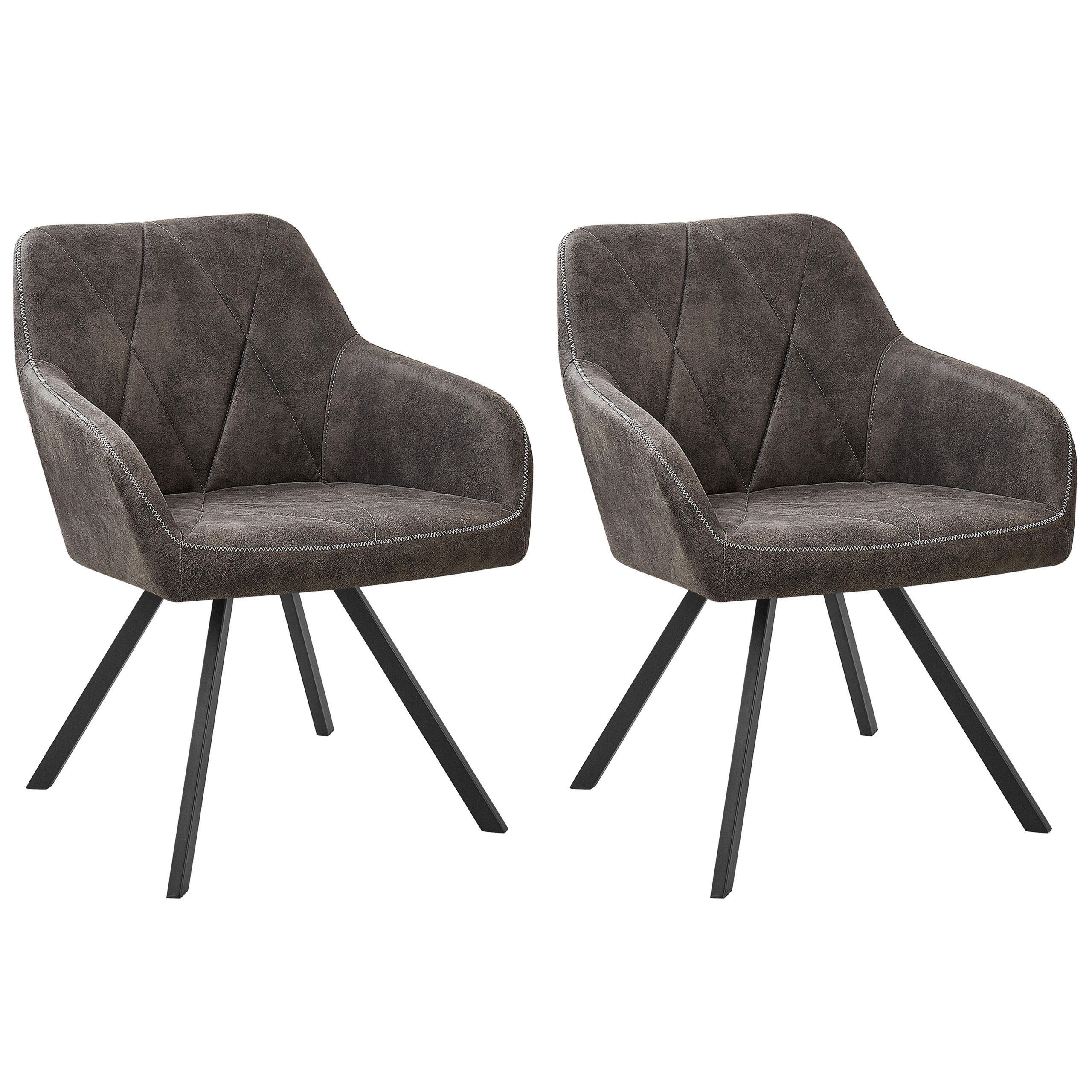 JÍDELNÍ ŽIDLE sada 2 ks čalounění Šedá Monee - šedá, kov/textil (54/78/62cm) - Beliani