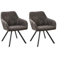ÉTKEZŐSZÉK 2 darabos Szett Kárpit Szürke Monee - szürke, textil/fém (54/78/62cm) - Beliani