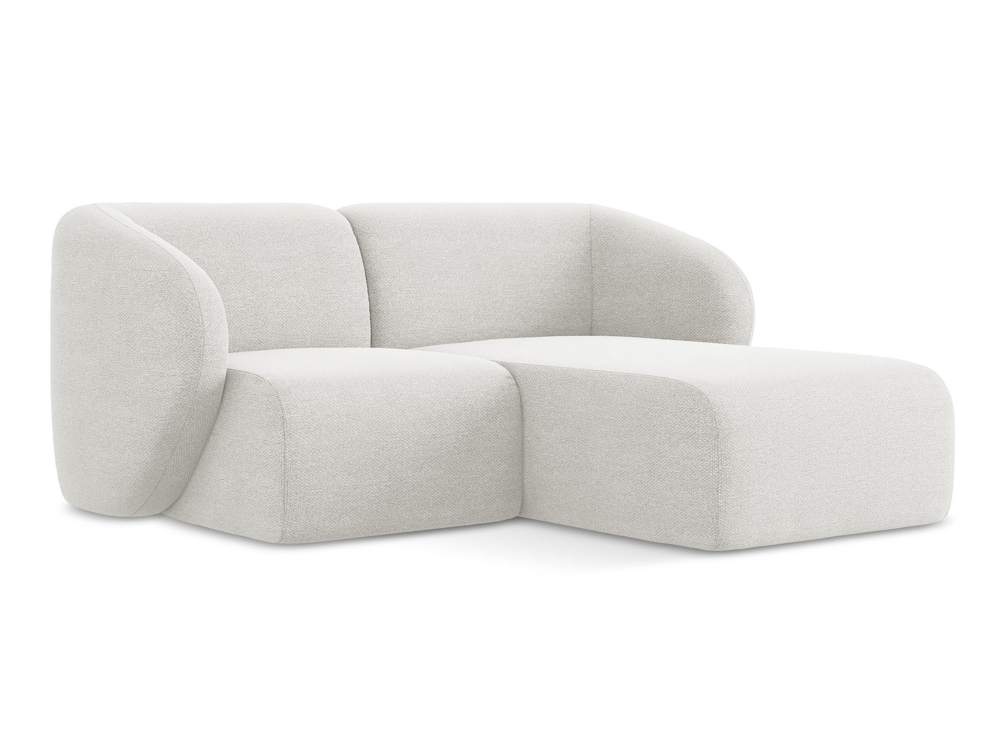 ECKSOFA Rechts Bouclé Stoff Weiß - Schwarz/Weiß, Holzwerkstoff/Kunststoff (178/166cm) - Makamii