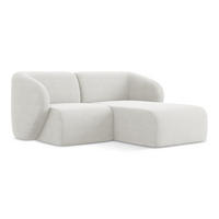 ECKSOFA Rechts Bouclé Stoff Weiß - Schwarz/Weiß, Holzwerkstoff/Kunststoff (178/166cm) - Makamii