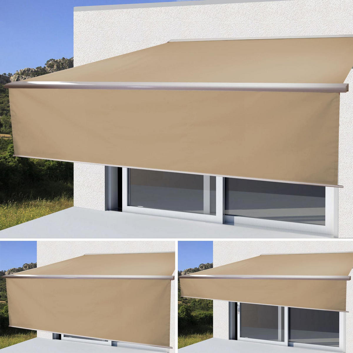 KASSETTEN-MARKISE VOLANT AUSFAHRBAR Cremeweiß - Weiß, Textil (450/15/300cm) - MCW