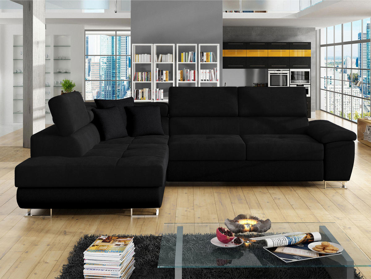 ECKSOFA Cotere, Seite: Links - Schwarz, Holz/Textil (270/202cm) - MIRJAN24