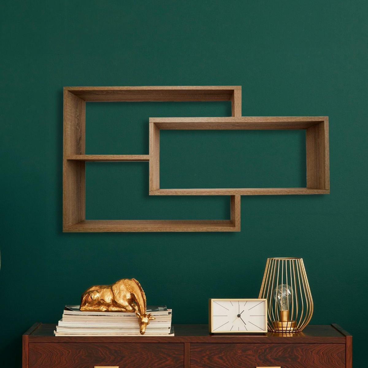 SCHWEBEREGAL KARO Dunkelbraun - Braun, Holzwerkstoff (20/59/104cm) - Mein-Regal