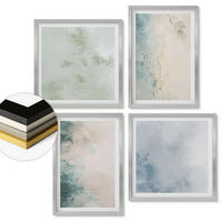WANDBILDER 4er Set - 50x50 cm & 40x60 cm Silberner Rahmen - Aquarell-Leinwandstil - Silberfarben, Kunststoff (50/50cm) - ArtPrintCave