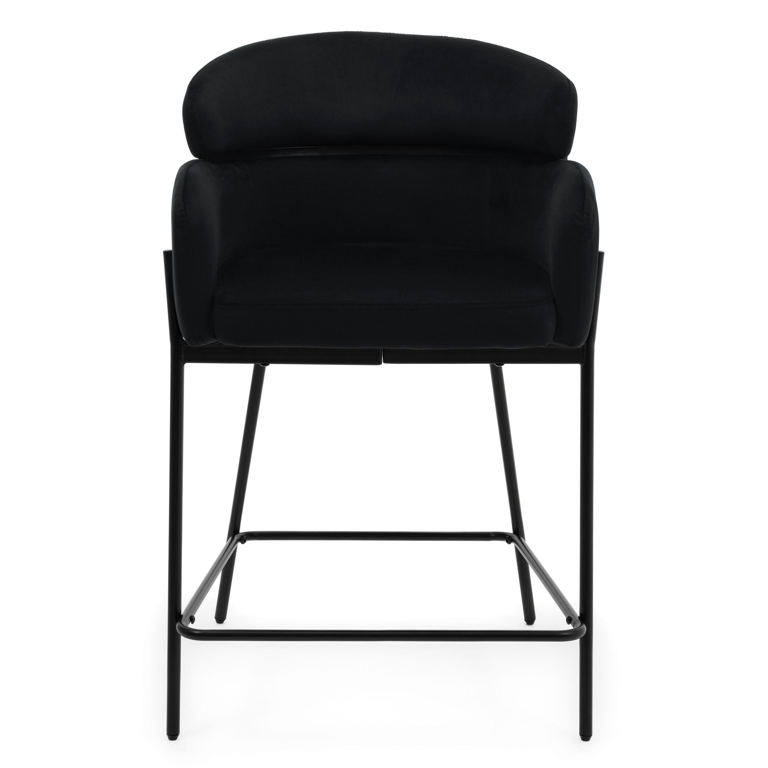 BARHOCKER BOLZANO gepolsterter mit Steppung - schwarz - Samt Velour - Schwarz, Textil/Metall (60/99/55cm) - NEW HOME