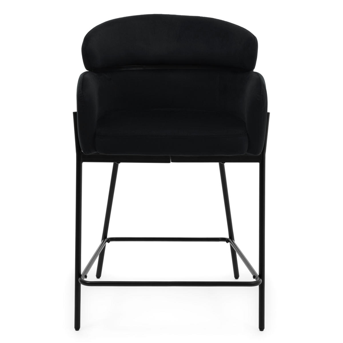 BARHOCKER BOLZANO gepolsterter mit Steppung - schwarz - Samt Velour - Schwarz, Textil/Metall (60/99/55cm) - NEW HOME