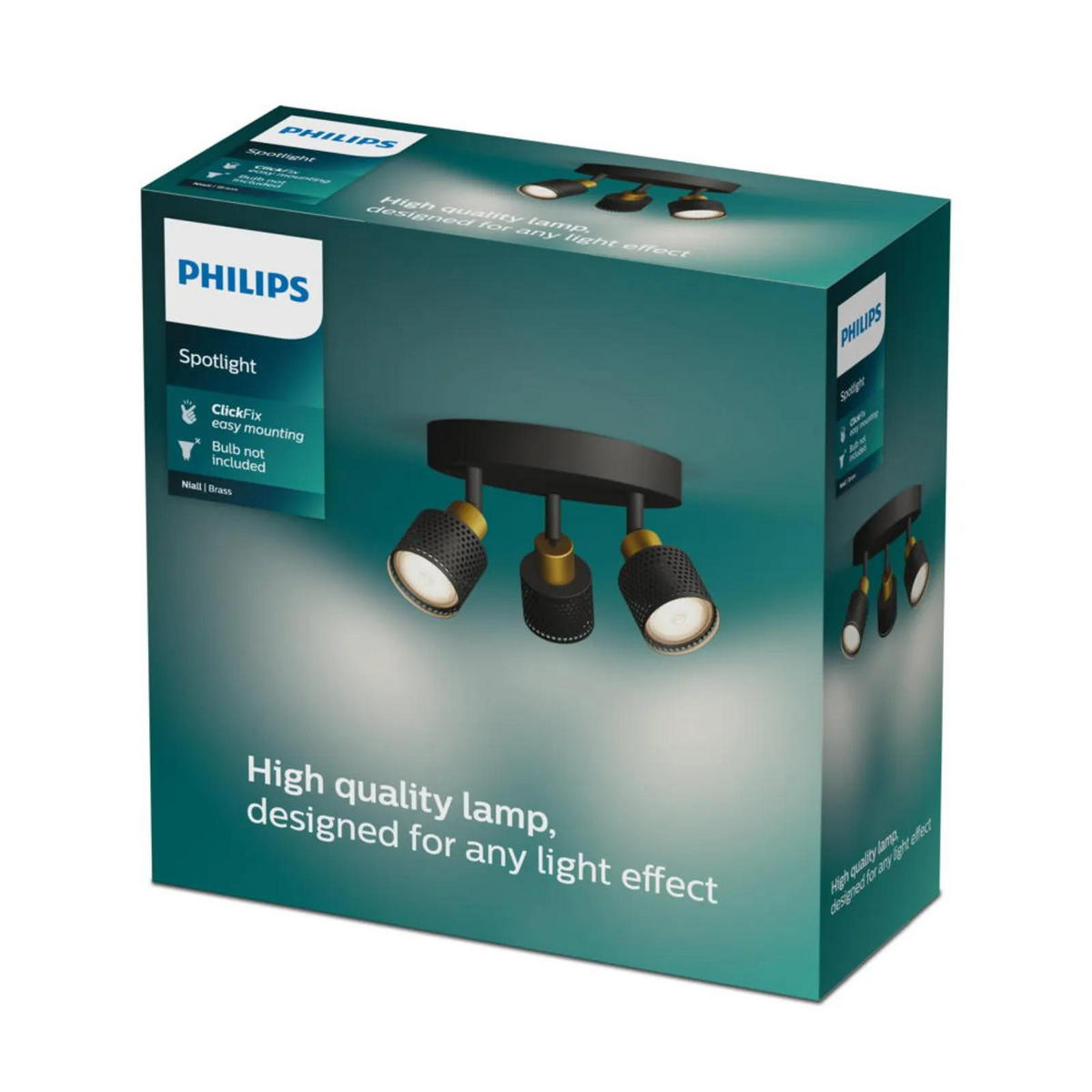 DECKENLEUCHTE Niall Schwarz - Goldfarben/Schwarz, Metall (19.6/19.6/21.7cm) - Philips