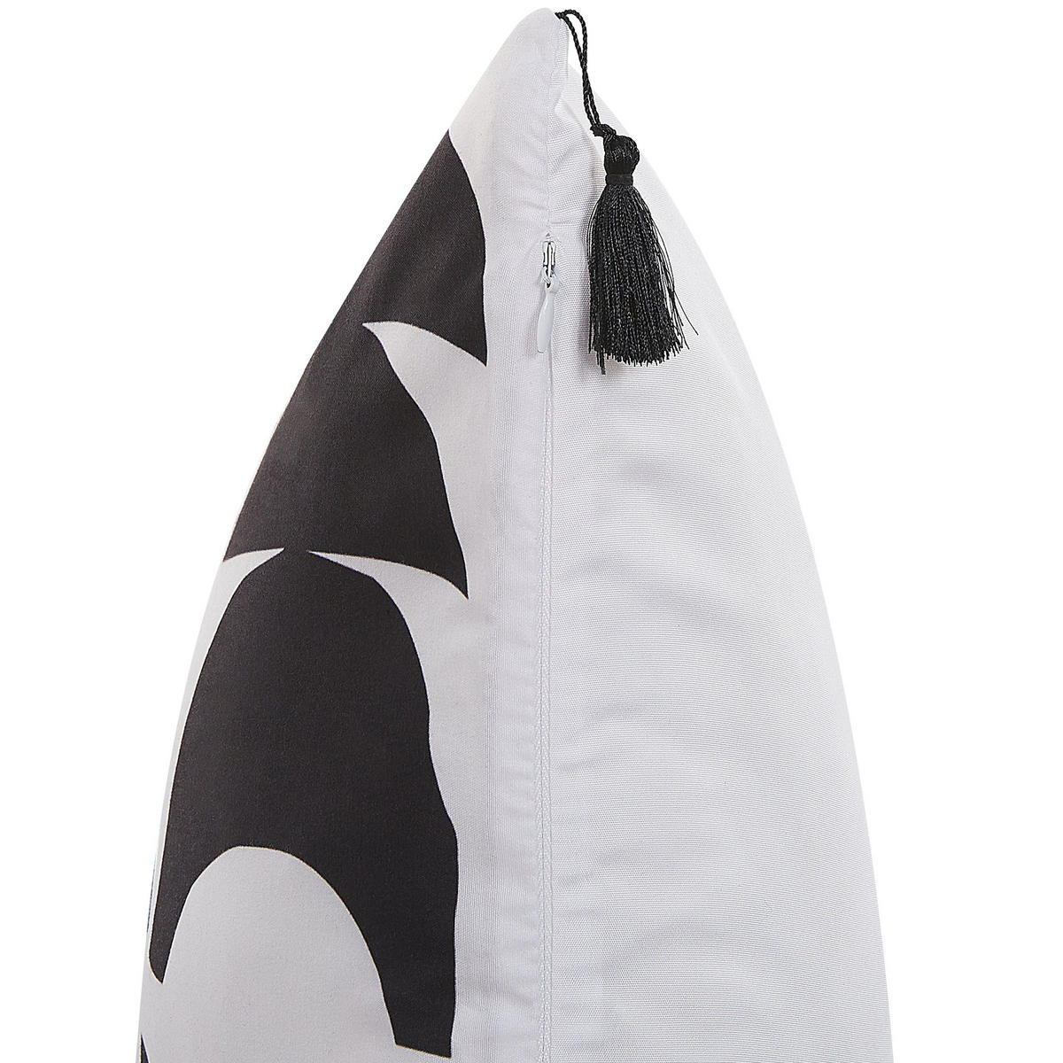 DEKOKISSEN 2er-Set Schwarz-Weiß 45/45 cm Liriope - Schwarz, Textil (45/45cm) - Beliani
