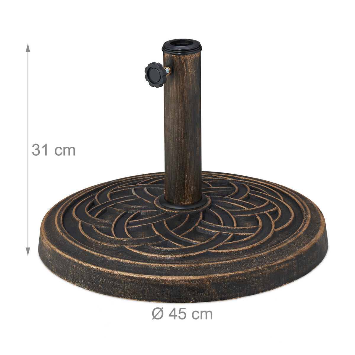 SCHIRMSTÄNDER - Schwarz, Kunststoff/Metall (45/45cm) - Relaxdays