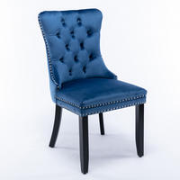 ESSZIMMERSTUHL 2er-Set aus Samt mit Nagelkopfbesatz, Blau - Blau, Textil (65/95/50cm)