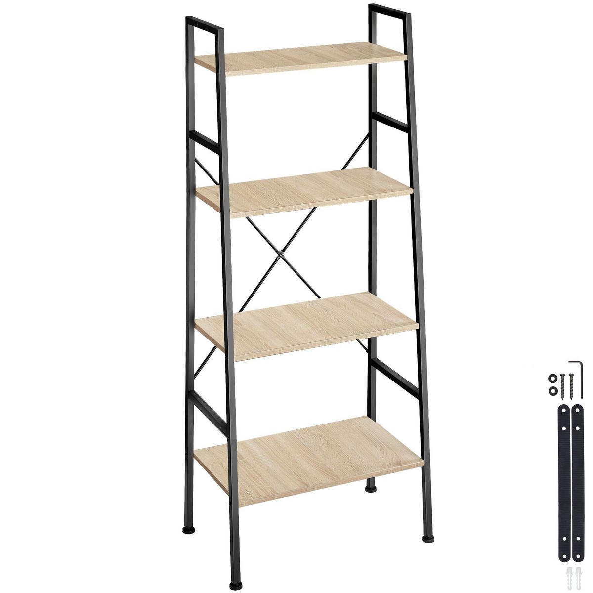 LEITERREGAL Liverpool,inklusive Kippschutz, 61,5 x 36,5 x 150 cm,Industrial Holz hell, Eiche Sonoma - Naturfarben, Holz (36.5/150/61.5cm) - tectake