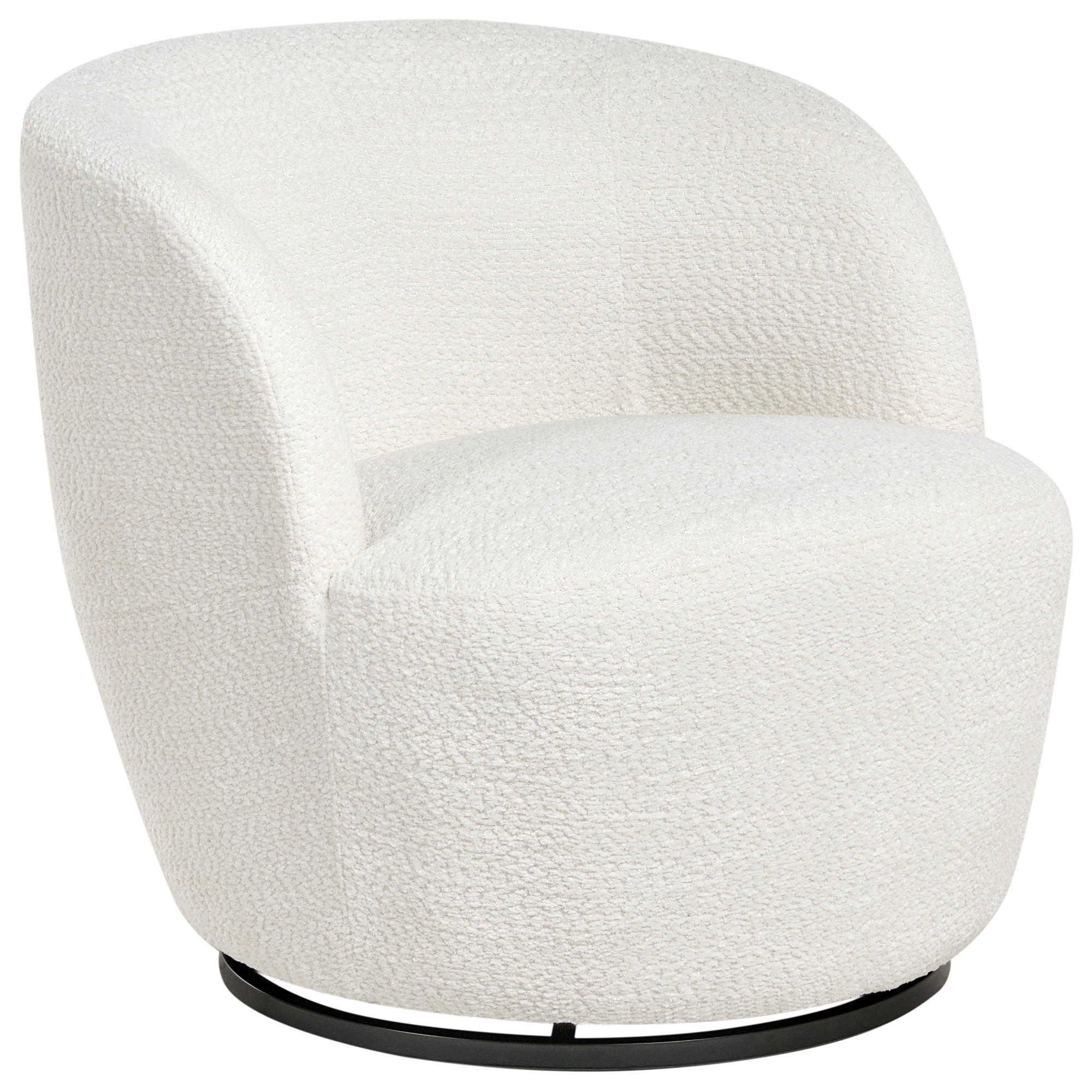 DREHSESSEL Chenillegewebe Cremeweiß Kuolpa - Weiß, Textil (67/69/75cm) - Beliani