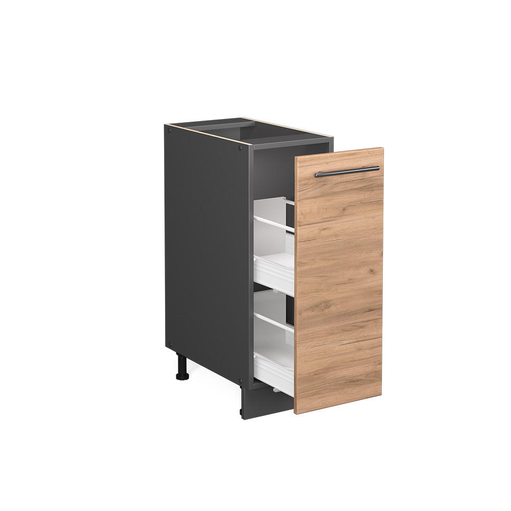 APOTHEKERUNTERSCHRANK Fame-Line Goldkraft Eiche 30 cm ohne AP - Anthrazit/Eiche Wotan, Holzwerkstoff (30/82/51.6cm) - Vicco