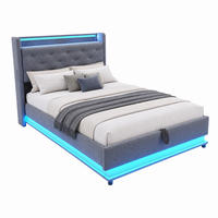 KINDERBETT mit Stauraum 90x200 cm Grau mit LED und USB - Grau, Metall (90/200cm) - Meubliv