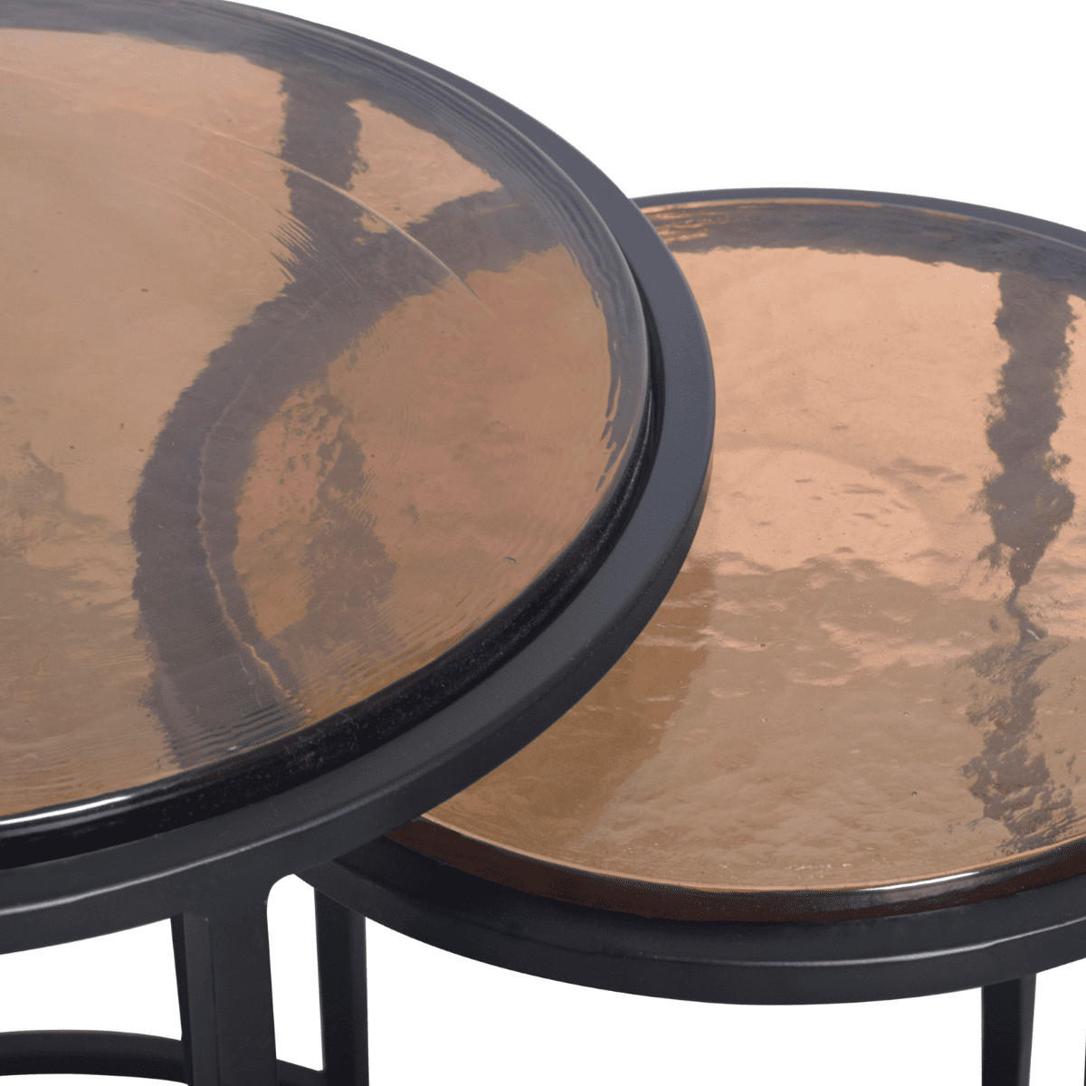 BEISTELLTISCHE für Sofa aus Rauchglas und schwarzem Metall D44 cm - IGLOO - Schwarz, Metall (51/51/53cm) - Signature