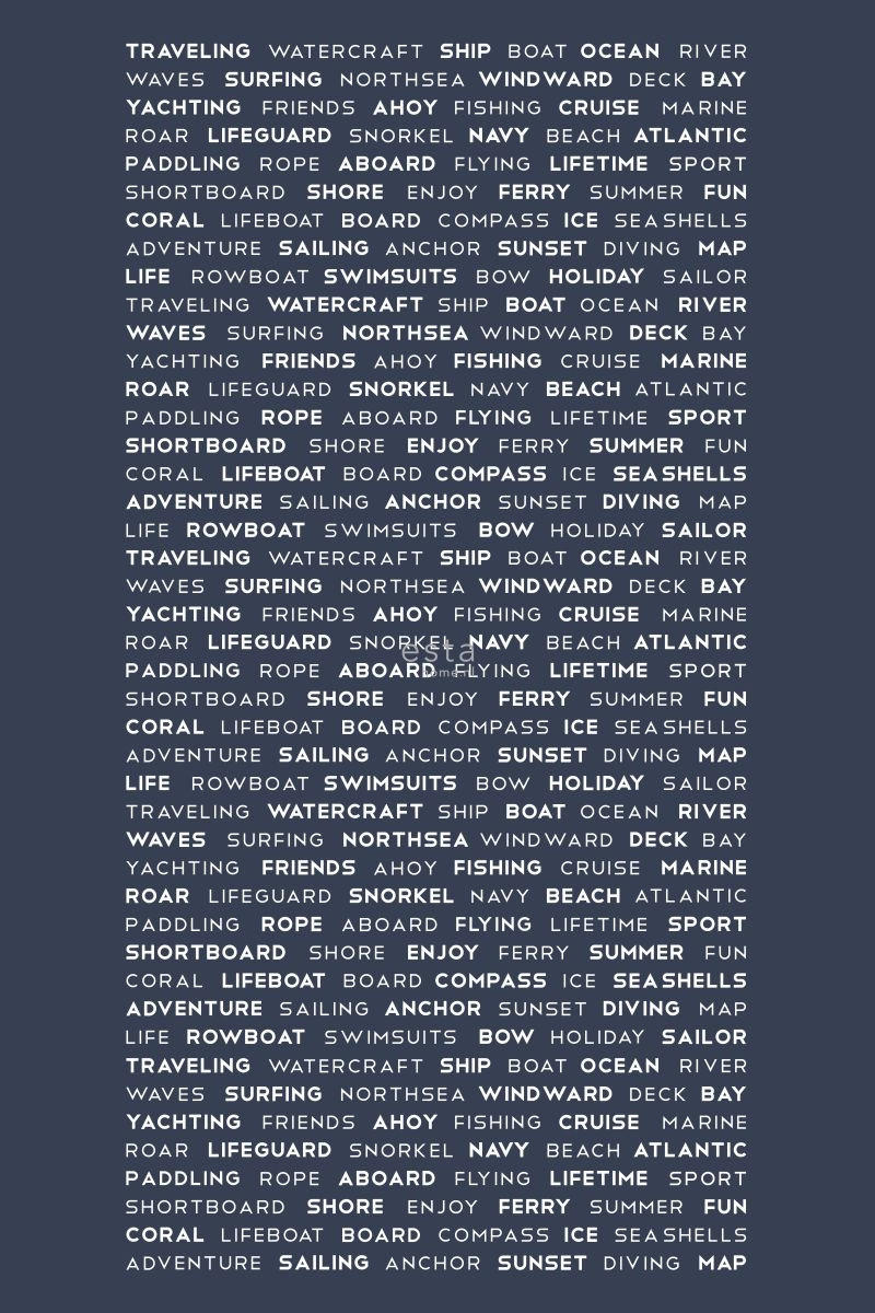 FOTOTAPETE maritime Texte 186 x 279 cm - Blau, Papier (186/279cm) - ESTAhome