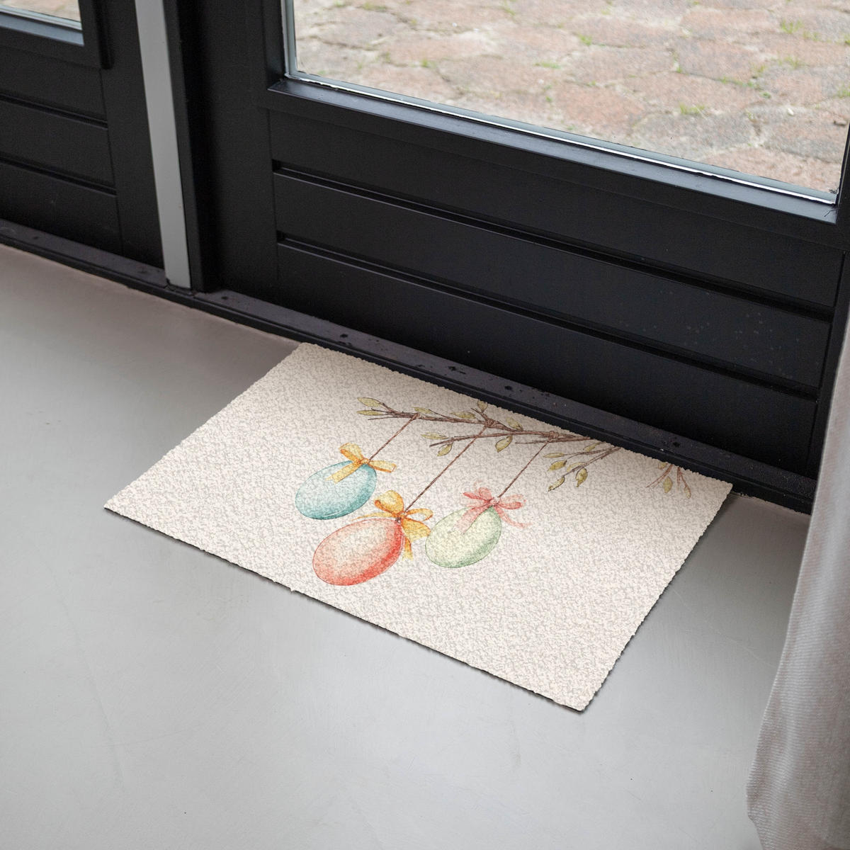 PREPRAŽNIK ZA VRATA Påsktårta - rosett - ägg 60x40 cm - krem, umetna masa (40/60cm) - MuchoWow