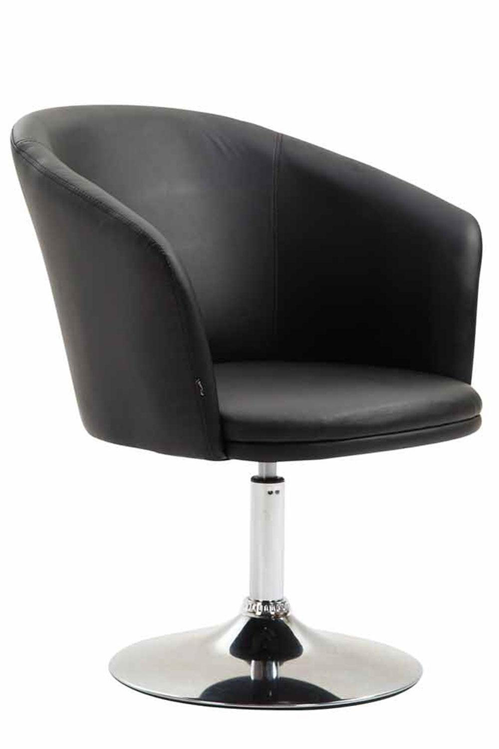 DREHSTUHL Lederlook schwarz - Chromfarben/Schwarz, Textil/Metall (66/81/61cm) - CLP
