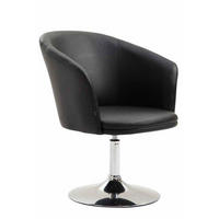 DREHSTUHL Lederlook schwarz - Chromfarben/Schwarz, Textil/Metall (66/81/61cm) - CLP
