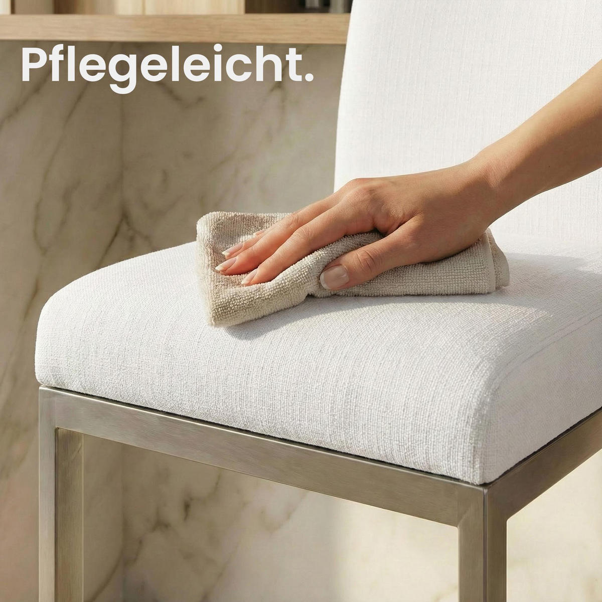 BARHOCKER Stoff Weiß - Chromfarben/Weiß, Textil/Metall (42/104/48cm) - CLP