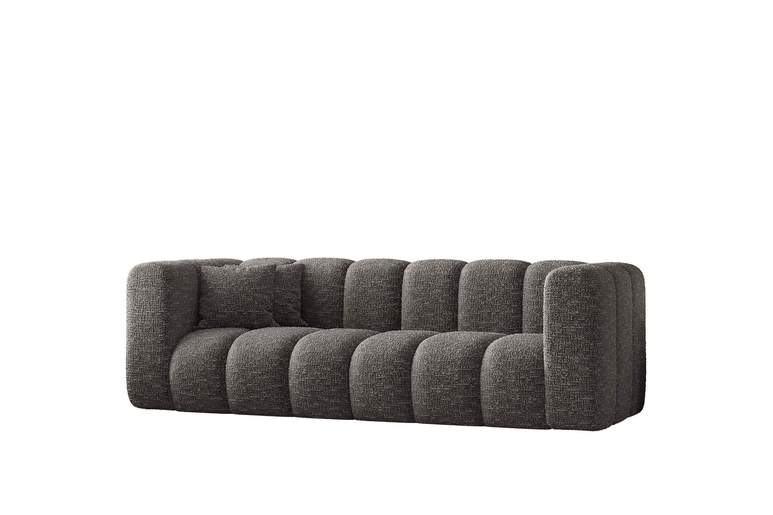 COUCH Dreisitzer-Sofa Grand Modular Stoff Haga Graphit - Dunkelgrau, Holz (230/70/91cm) - Kaiser Möbel