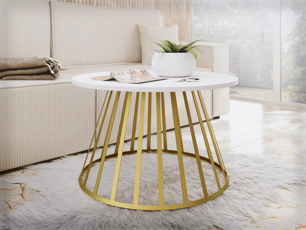 COUCHTISCH Mokod - Goldfarben/Weiß, Holzwerkstoff/Metall (75/75/45cm) - MIRJAN24