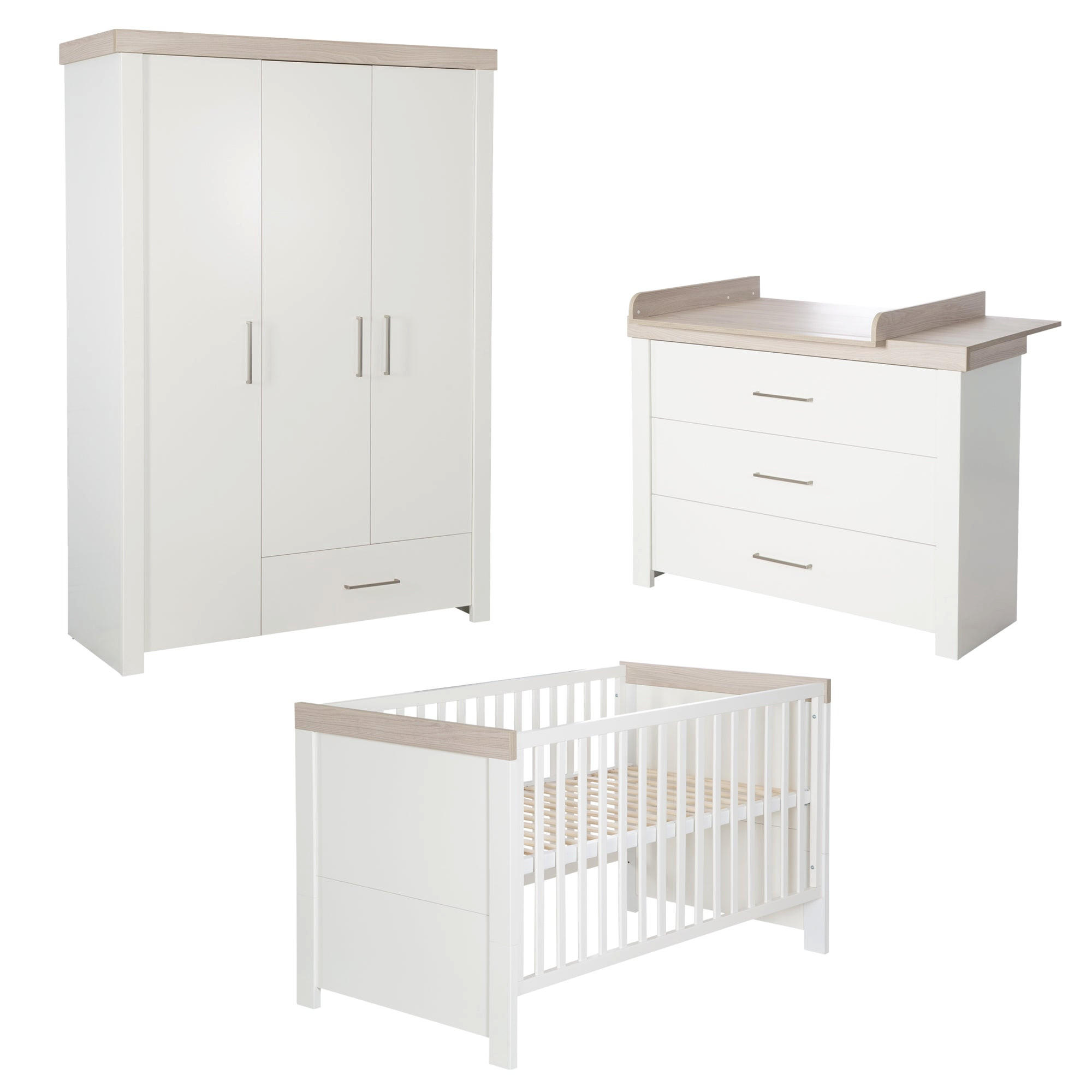 BABYZIMMER-SET Lucy, 3-teilig - Weiß, Holzwerkstoff (76/82/144cm) - Roba