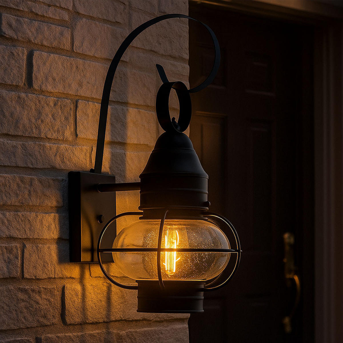 GARTENLEUCHTE Stahl Schwarz Glasschirm - Schwarz, Glas (27.3/22.9/44.8cm)