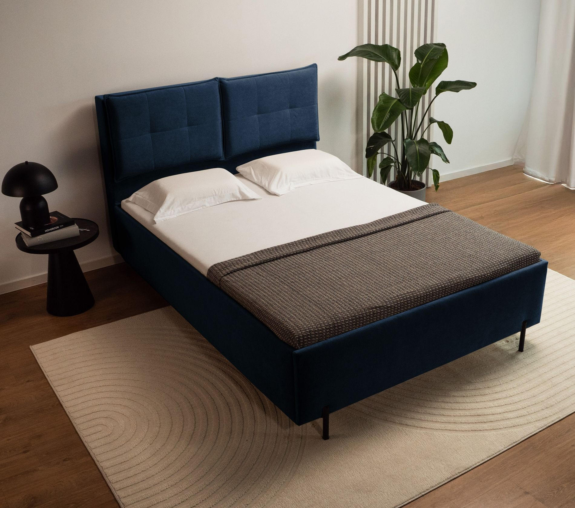 Thumbnail - Selsey Polsterbett, Dunkelblau, Textil, 2-Sitzer, 160x200 cm, Schlafzimmer, Betten, Polsterbetten