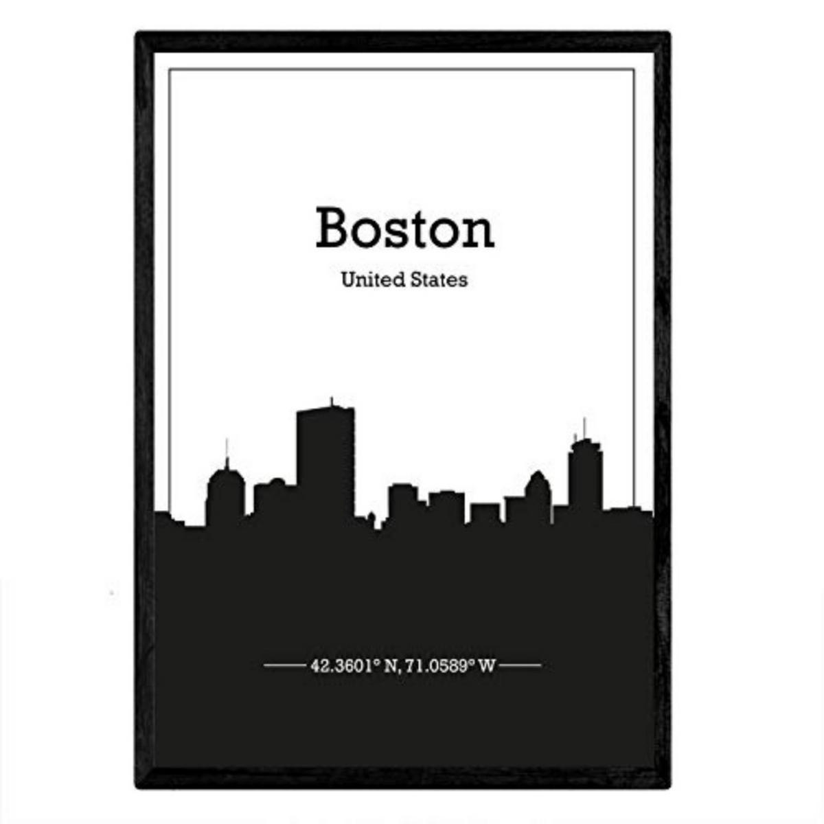 POSTER Boston Skyline A4 Rahmenlos - Klar, Papier (29.7/5/21cm) - Nacnic