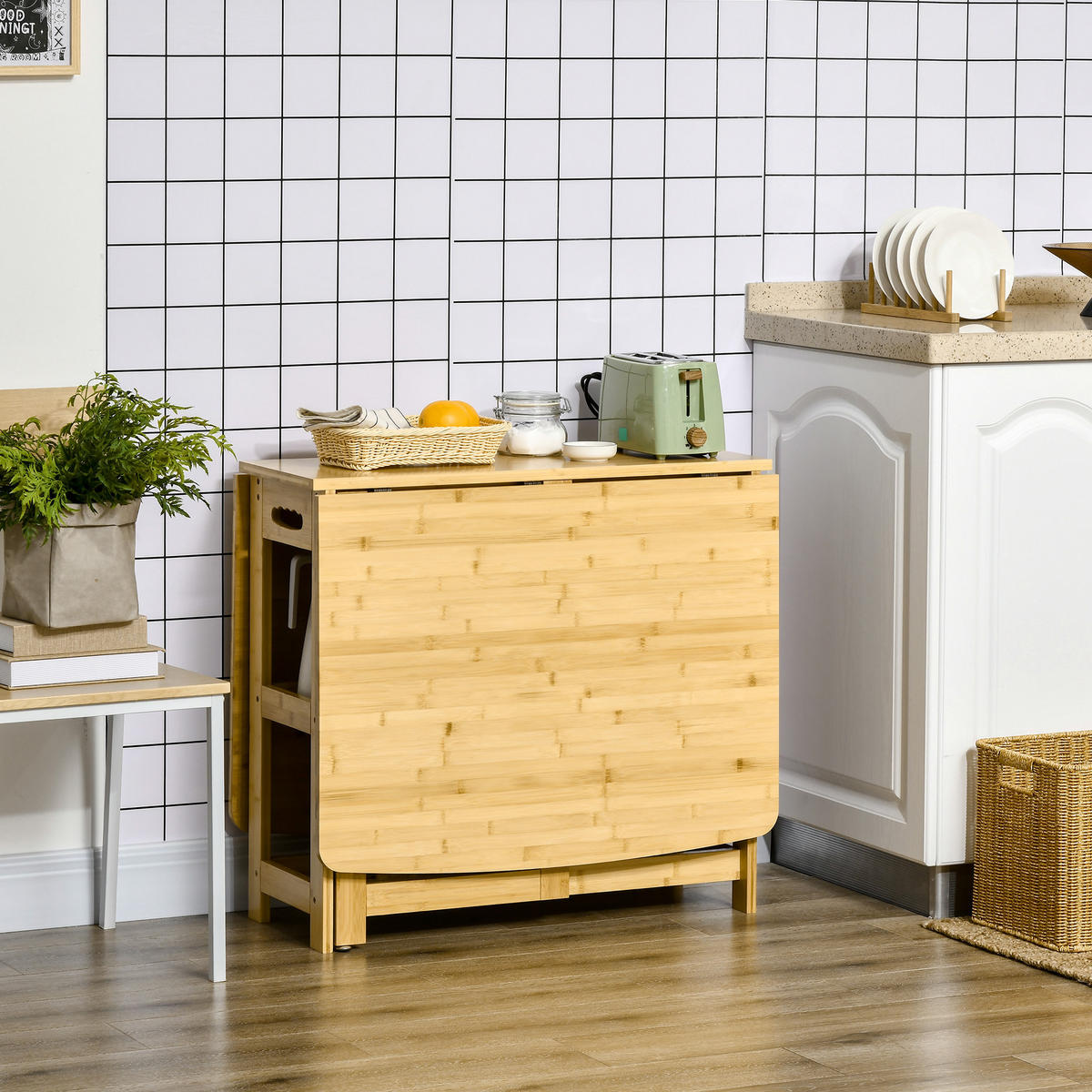 KLAPPTISCH 149,5/80/73,5 cm, seitlich ausklappbar mit Ablagefächern - Braun, Holz (149.5/80/73.5cm) - BEAOK
