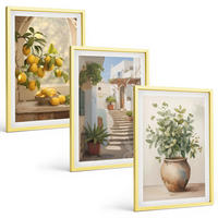 BILDER SET 3er Set - 40x60 cm Goldrahmen - Zitronen in einer Pflanzenvase - Goldfarben, Kunststoff (40/60cm) - TULUP