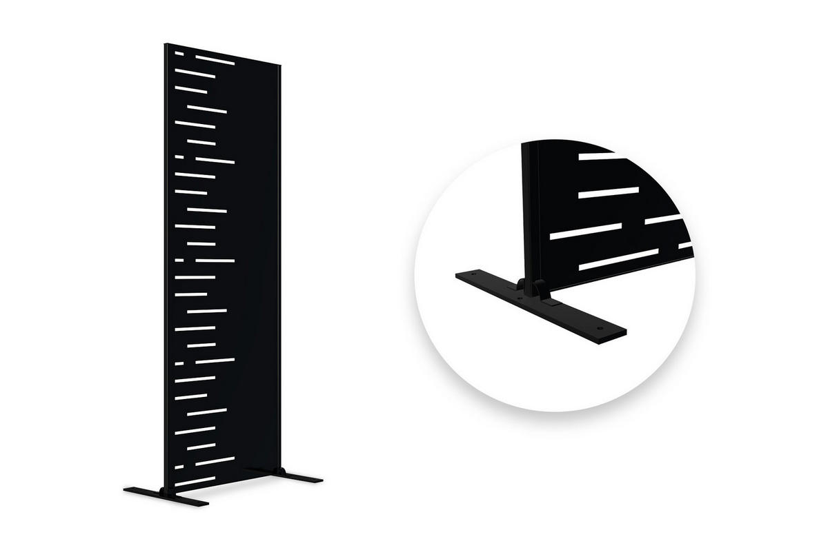 SICHTSCHUTZPANEELE dekorativ 2er-Set Arlberg schwarz H.160cm, linke Seite mit Muster - Schwarz, Metall (60/160cm) - Casanoov